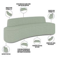 Sofá 4 Lugares Curvo Sala De Estar Living Cancún D02 Linho Verde 260 Cm D-477 - 7