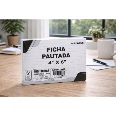 Ficha Pautada Anima Office Ficha Pautada 4'' X 6'' Papel 150G-M² 100 Folhas Branco