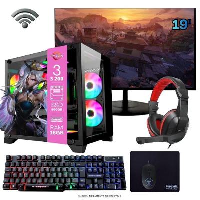 Computador Gamer Tob Computers A320 Ryzen 3 3200G 16GB SSD 960GB 19" Full HD Preto