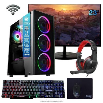 Computador Gamer Tob Computers A320 Ryzen 3 3200G 16GB SSD 240GB 23" Full HD Preto