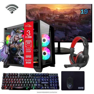 Computador Gamer Tob Computers A320 Ryzen 3 3200G 8GB SSD 120GB 19" Full HD Preto