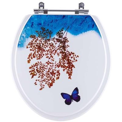 Assento Sanitário Borboleta Porto Oval MDF Fechamento Convencional Alumínio Anodizado Branco