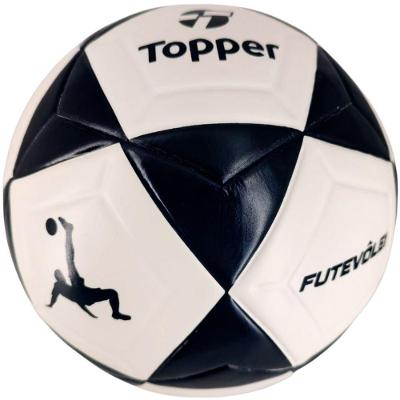 Bola de Futevôlei R1 Oficial Toque Macio Laminado de PU Preto e Branco Topper