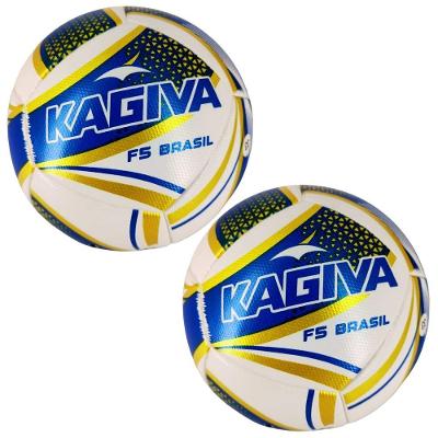 Kit Bola de Futsal Kagiva F5 Brasil Oficial com Tecnologia Termofusion Azul e Dourado 2
