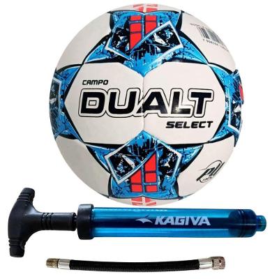 Kit Bola de Futebol Select Pro Costurada à Mão Azul Dualt com Bomba Dupla Ação