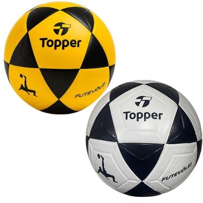 Bola de Futevôlei R1 Oficial com Toque Macio em Branco e Amarelo Topper 2 Unidades