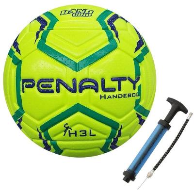 Kit Bola de Handebol H3l Ultra Fusion Xxiii com Bomba Sac Dupla Ação Amarelo e Azul Penalty