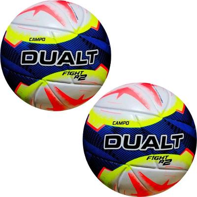 Kit 2 Bolas de Futebol Campo Fight R2 Techfusion Toque Macio Azul e Amarelo Dualt
