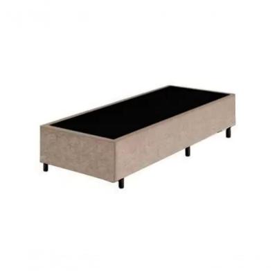 Cama Box Solteiro Base Simples Suede Madeira Bege Colchão dos Sonhos 88CM