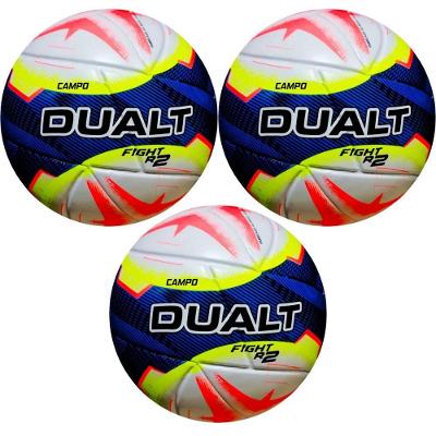 Kit 3 Bolas de Futebol Campo Fight R2 Techfusion Azul e Vermelho Dualt