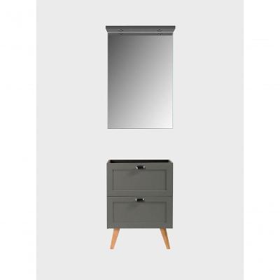 Gabinete Milano Suspenso 3 Gavetas MDF 60CM Verde com Espelho LED On Móveis