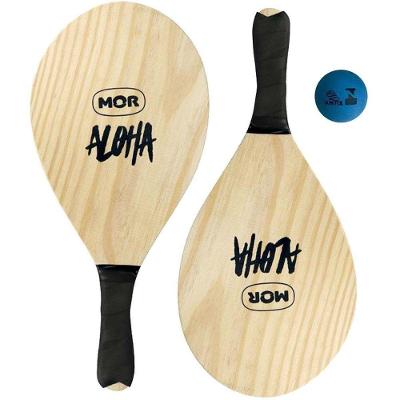 Kit Frescobol Mor Aloha com 2 Raquetes e 1 Bola Bege com Cabos E.V.A 19CM Mor
