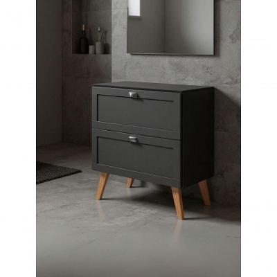 Gabinete Milano Retro com 3 Gavetas MDF 80CM Grafite On Móveis