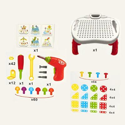 Mesa Educativa de Montagem 3D com Furadeira de Brinquedo Modelo Criativa DDG Toys