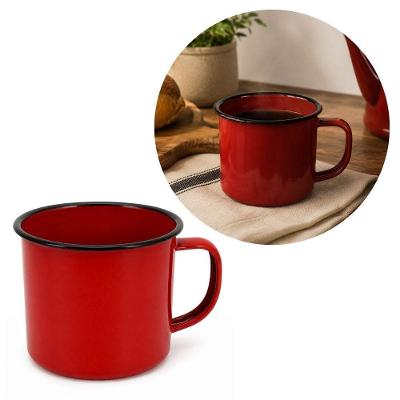 Caneca Esmaltada Tradicional 350ML em Aço Esmaltado Design Clássico para Cozinha Vermelho Yangzi