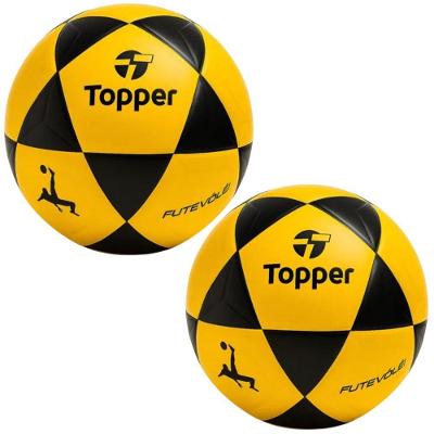 Bola de Futevôlei R1 Oficial com Toque Macio Amarelo e Preto Topper Kit com 2
