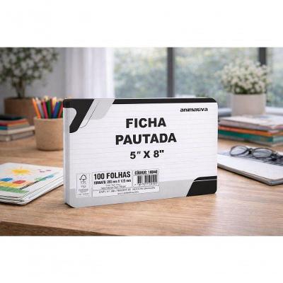 Ficha Pautada ANIMATIVA 5'' X 8'' Papel 150G-M² 100 Folhas Branco