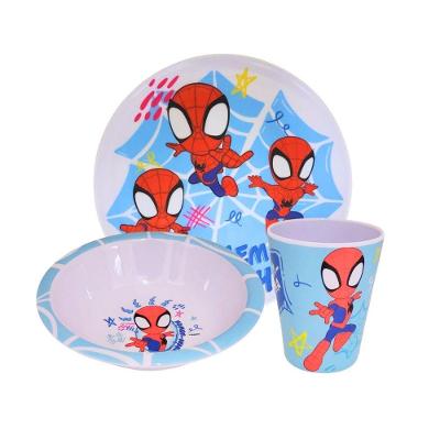 Kit Refeição Infantil Homem-aranha 3 Peças Melamina Prato Copo Tigela Vermelho Yangzi