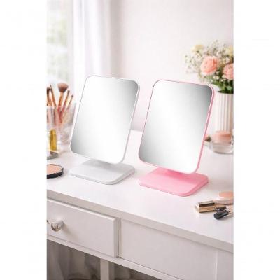 Espelho de Mesa Retangular para Maquiagem 22CM com Moldura Plástica para Penteadeira Rosa Dromos
