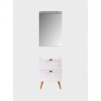 Gabinete para Banheiro com Espelho Milano 3 Prateleiras MDF com LED 60CM Branco On Móveis