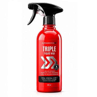 Cera para Automóvel Líquida Triple Wax 500ML 3 em 1 para Veículos Claros com Brilho Intenso