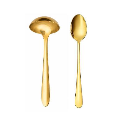 Kit Colher e Concha Valentina para Servir em Aço Inox Acabamento Dourado para Jantar Mimo Style