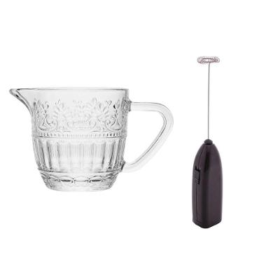 Kit Espumador Mixer Elétrico e Leiteira Cristal Mauve 230ml com Aço Inox para Bebidas Preto Wolff