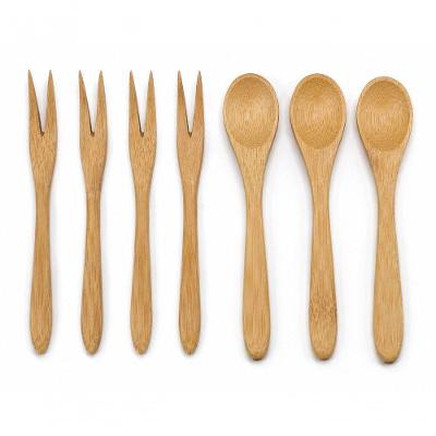 Kit Garfos e Colheres Ecokitchen 7 Peças Bambu Natural Amadeirado para Mesa Mimo Style