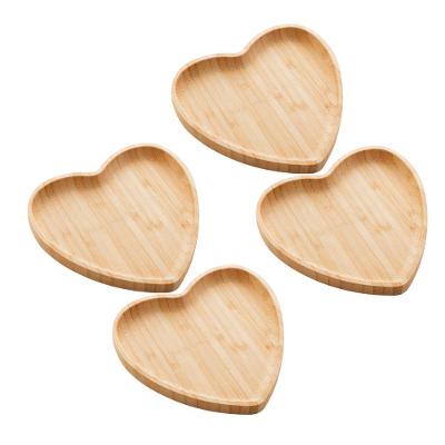 Bandejas Coração em Bambu para Servir e Decorar Kit 4 Amadeirado Lyor