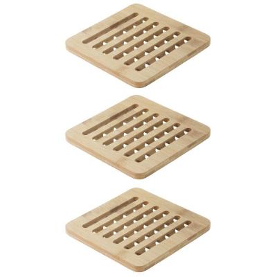 Descanso de Panela Ecokitchen Kit 3 em Bambu Natural Resistente ao Calor para Cozinha Bege Mimo