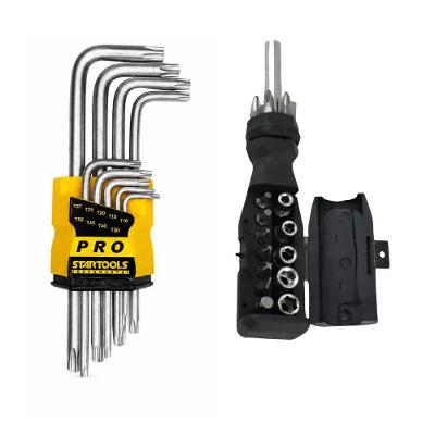 Kit de Ferramentas Kit Chaves Torx 9 Pçs com 18 Peças Aço Carbono Startools