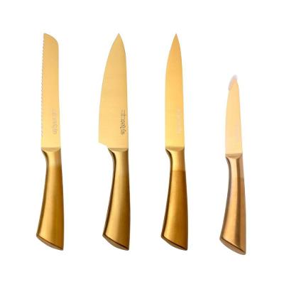 Kit de Facas Chef Premium Douradas em Aço Inox Lâminas Afiadas para Cozinha Dourado Mimo Style