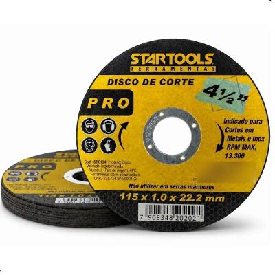 Kit 10 Discos de Corte Fino 115mm X 1mm para Metal e Inox Startools