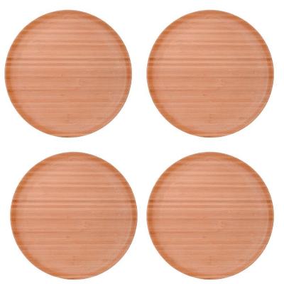 Kit 4 Pratos Ecokitchen 27cm Bambu Natural para Uso Diário e Decorativo Mimo Style