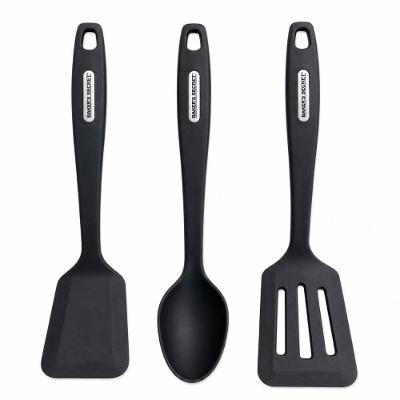 Jogo de Utensílios BS41140 em Nylon Resistente para Panelas Antiaderentes Preto Baker 3 Peças