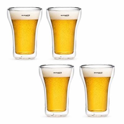 Jogo 4 Copos Parede Dupla KITBGD3504 Vidro Borossilicato para Cerveja e Drinks Transparente Bugatti