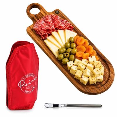 Kit Vinho KITV004 3 Peças em Madeira Teca com Aerador para Degustação Vermelho Prana Gourmet