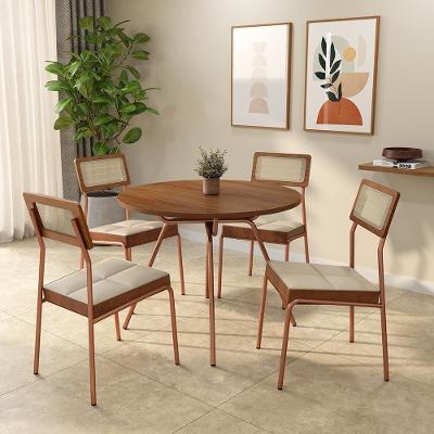 Conjunto Sala de Jantar Carolina Carraro 4 Lugares Tampo MDP Estrutura Aço Rosê 98.5CM
