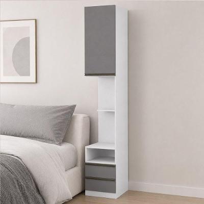 Mesa de Cabeceira Essenza 2 Gavetas MDF-MDP Moderno Branco Cinza Luciane Móveis