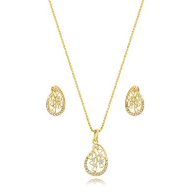 Conjunto de Jóias Atraktiva Jóias Colar e Brincos Cristal Banhada a Ouro 18k 45CM Dourado Feminino