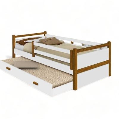 Cama Solteiro Bianca com Cama Auxiliar e Colchões MDF Branco e Mel Branco