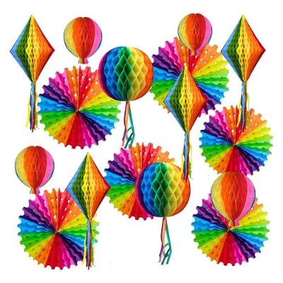 Decoração para Festa Junina Balões de Papel de Seda e Leques Kit 10 Unidades Sortidas