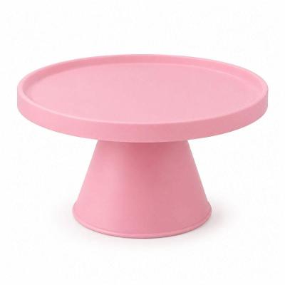 Boleira Plástica Desmontável para Doces e Bolos em Plástico com Base Removível para Festas Rosa