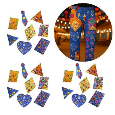 Remendo Adesivo Festa Junina em Tecido Algodão Autoadesivo 10cm X 7,5cm Kit 15 Estampas Extra Festas
