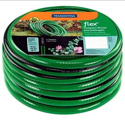 Mangueira Jardim Mangueira Flex Irrigacao 4 Camadas PVC 25M Verde e Preto Tramontina
