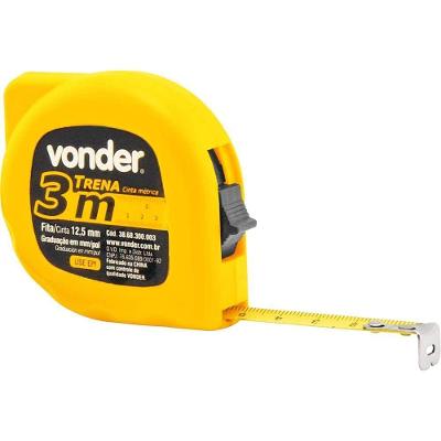 Trena de Aço 3868300003 com Fita em Aço 12,5 mm Preto Vonder 3M 12,5MM