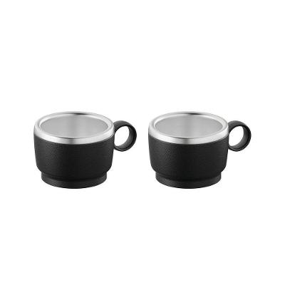 Xícara para Café Conjunto Tramontina Empilhável em Aço Inox com ABS Preto 2 Peças 80ML
