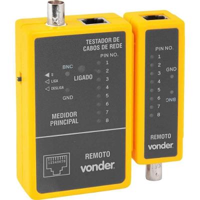 Testador de Cabos de Rede 3870045000 para RJ45 e Coaxiais Preto Vonder