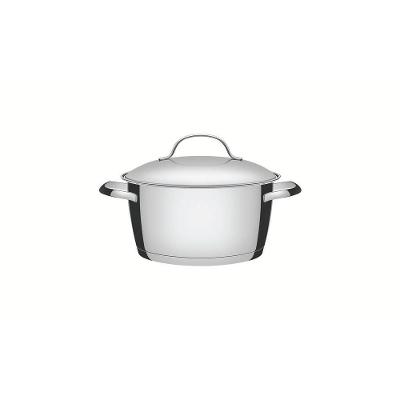 Caçarola Funda Allegra Aço Inox com Fundo Triplo 24CM Tampa de Vidro Tramontina