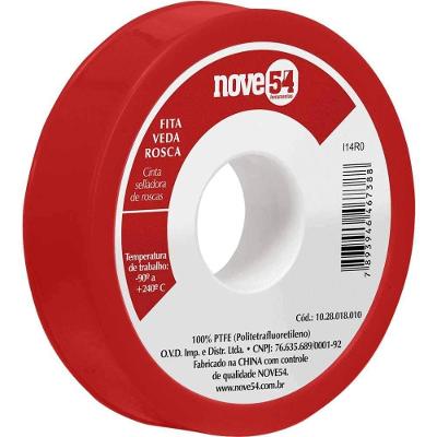 Fita Veda-rosca Nove54 com Vedação em Estoque Plástico Branca Oster 18MM 10M